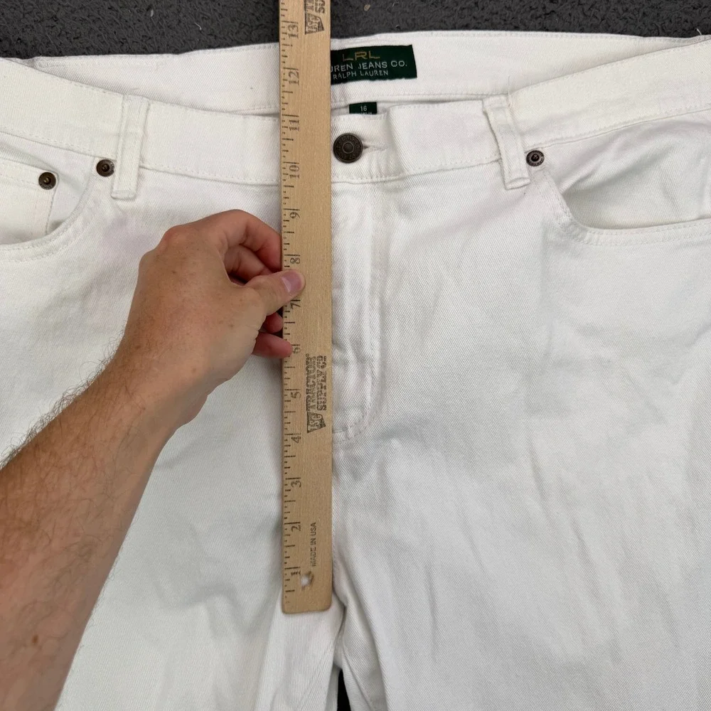 Lauren‎ Ralph Lauren White Crop Jeans Womens 16 Straight Leg Denim Capris LRL